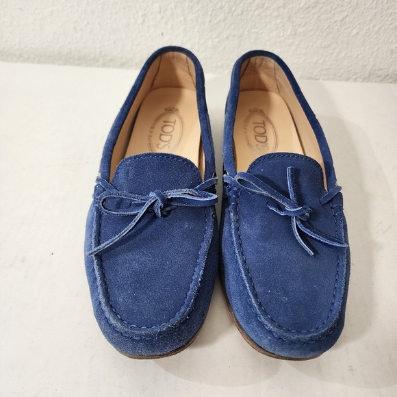 Tod's Blue Leather Loafers Driving Moccasin Size 39 US 8.5 - Picture 3 of 10